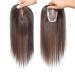 Human Hair Topper for Thinning Hair 3"x4.7" Mono Hand Tied Remy Hair 8" Medium Brown 8" Medium Brown