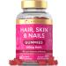 Hair Skin and Nails Gummies | 5000mcg Biotin + Vitamins A B12 B6 C D E & Zinc | 60 Raspberry Vegan Gummies | Natural Flavouring | by Carlyle