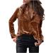 Gold Velvet Long Sleeve V-Neck Blouse - Coffee - XL - Buy Online on GoSupps.com