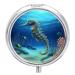 Pill Box Pill Case 3 Compartment Travel Pill Box Ocean Seahorse Printing Small Pill Box Portable Medicine Pill Case Pill Organizer for Purse & Pocket for Travel Handbag (Round)