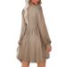Aokosor Long Sleeve Knit Dress | Square Neck Jumper Dress | Knee Length Babydoll - Apricot - Buy Online on GoSupps.com
