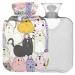 Naanle Funny Cats Heat bottle with cover transparent warm water bottle 1 l hot water bottle pain relief hot and cold therapy bed hand feet warmer 1l