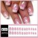 Pink Press on Nails - Medium Square Fake Nails with Flower Designs | Glossy Nude Pink Cherry Blossom - Reusable Acrylic Full Cover - 24PCS - Buy Online on GoSupps.com