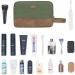 WANDF Men's Hanging Dopp Kit Canvas Organizer - Water-Resistant Vegan Leather Shaving Bag for Toiletries - Green - Buy Online on GoSupps.com