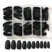 240pc Kids Short Coffin Matte Black Press-On Nails - Full Cover Ballerina False Nails for Girls with Adhesive Tabs - Buy Online on GoSupps.com