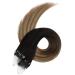 Ugeat Remy Real Hair Extensions - Ombre Brown Invisible Micro Loop Extensions | 35cm 50g 50 Strands Balayage #2/6/12 - Buy Online on GoSupps.com