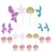 24pcs Mermaid Cupcake Toppers Cake Decoration Paper Cupcake Topper DIY Mermaid-01