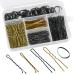 FOCCTS 300pcs Hair Clips and U Hair Pin and 100pcs Hair Ties with Storage Box for Girls and Women Gold and Black