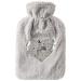 orion group hot water bottle bed bottle rubber hot water bottle in soft cover grey heart 1.6 L 33x21 cm