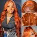 LAINSS Ginger Orange Lace Front Wigs Human Hair Pre Plucked Body Wave 13x4 Transparent HD Lace Frontal Wigs for Black Women Human Hair Glueless Colored Wigs 350 Brazilian Remy Human Hair Wig with Baby Hair 22 inch 22 In...