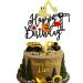 Arthsdite 1Pc Construction Happy Birthday Cake Topper Construction Cake Pick Dump Truck Excavator Tractor Cake Decorations for Construction Theme Baby Shower Kids Birthday Party Supplies - Black