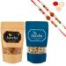 Jaiccha Ghasitaram Rakhi Gifts for Brothers Rakhi Dryfruits - Almonds 100 GMS and Pistachios 100 GMS Pouches with 2 Rudraksh Rakhis Almond 200 gms