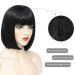 JSDshine 10 Inch Black Bob Wig with Bangs - Short Straight Natural Looking Wig for Women, Perfect for Daily & Party Use - Buy Online on GoSupps.com