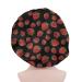 HUGS IDEA Fruits Strawberry Design Satin Bonnet Sleep Cap Soft and Comfortable Double Layer Reversible Adjustable Band Head Cover Night Sleeping Caps Red Strawberry
