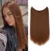 SARLA 22 Inch Invisible Wire Hair Extensions Light Auburn Long Straight Synthetic Hairpieces Adjustable Transparent Headband for Women No Clip 22 Inch (Pack of 1) Light Auburn