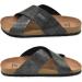 COFACE Men's Leather Flat Sandals - Fashion Cork Beach Slides with Arch Support in Grey - Size 7.5 - Buy Online on GoSupps.com
