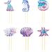 TSJ 12 PCS Mermaid Cupcake Toppers Cake Toppers Mermaid Tail Seahorse Cupcake Sticks Mermaid Theme Birthday Baby Shower Party Supplies - Buy Online on GoSupps.com