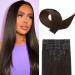 Clip in Hair Extensions Real Double Weft Straight 100% Brazilian Virgin Human Hair 8pcs 65g with 18clips Per Pack for Women (2 Dark Brown 16 Inch) 16 Inch 2 Dark Brown