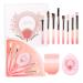 Travel Makeup Brush Set 10 Pcs Mini Makeup Brushes Set with Case Foundation Powder Blending Concealer Eye shadows and Powder Puff Blush Make Up Brushes Pack Brush Set Make Up Gift Option (Pink)