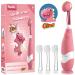 (4 Pack) Papablic Gina Toddler Sonic Electric Toothbrush with Cute Dino Covers for Babies and Toddlers Ages 1-3 Years, with 4 Replacement Brush Heads 4 Brush Heads