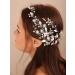 Deniferymakeup Flower Bridal Headband Pearl Hair Piece Leaf Wedding Hair Accessory for Women and Girls (Silver) - Buy Online on GoSupps.com