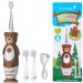 Brush-Baby WildOnes Kids Electric Rechargeable Toothbrush Bear, 1 Handle, 3 Brush Head, USB Charging Cable, for Ages 0-10 (Bear)