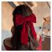 Long Velvet Hair Bow Hair Clips Ribbon Velvet Hair Clips Clip Large Bowknot Hairpin Head Cover Velvet Bow Hair Barrette Headpiece for Girls (Red)