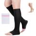 360 RELIEF Compression Socks for Women & Men - Open Toe Graduated Stockings Support for Travel Running Nurses Flight Maternity Pregnancy | S/M L/XL XXL Beige Black with Mesh Laundry Bag | S/M Black