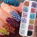 2Boxes 12 Grids Shiny Flat Back Rhinestones 3D Glitter Colorful 2mm 3mm Nail Art Rhinestones AB Crystal - Buy Online on GoSupps.com
