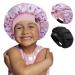 2 Pack Kids Satin Bonnet Sleep Cap for Babies Silk Hair Cap for Curly Hair Adjustable Sleeping Hair Bonnet for Toddler Unicorn 2 + Black