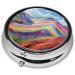 Colorful Mountains Portable Metal Pill Box Round Mini 3-Compartment for Small Pills | Travel Essential & Hinged Design - Buy Online on GoSupps.com