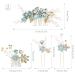 FRIUSATE 5 PCS Wedding Hair Comb Blue Flower Rhinestone Bridal Hair Accessories - Handmade Pearl Crystal Floral Leaf Clip for Women, Girls, Bride, Bridesmaids - Cyan - Buy Online on GoSupps.com