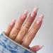24pcs Medium Coffin False Nails Nude Pink Stick on Nails Daisy Flower Press on Nails Removable Glue-on Nails Fake Nails Women Girls Nail Art Accessories 0252Y49