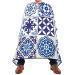 Waterproof Barber Cape -Mediterranean Seamless Navy Blue Decoration Cheetah Haircut Bib for Men Unisex Hair Cutting Cape(8rp1a)