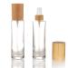 COSIDEA 4 pcs Empty 3.3oz / 100ml bamboo lid clear glass spray bottle with fine mist despenser head for liquid perfume toiletries toner bottles 20 neck 100ml With Spray Pump