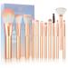 Makeup Brushes HEYMKGO 12pcs Professional Brushes Set Foundation Blending Powder Blush Concealers Eyeshadow Eyeliner Make Up Brush Kits Transparent Handle with a Triangle Puff Orange