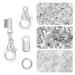 450 Piece Jewelry Making Accessories Kit Include 200 Fold Over Cord End Caps Crimp End Tips 200 Jump Ring Connectors and 50 Lobster Claw Clasps for Jewelry Making and Bracelets (Silver)