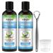 8 Fl.Oz coconut powder oil mint oil powdery mouth water with tongue scraps non-alcoholic natural coconut and peppermint oil powder for tooth whitening fresh breath (2 PCs) #2