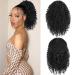 rosmile Short Kinky Curly Ponytail Extension for Black Women  10 Inch Natural Drawstring with Two Clips  Synthetic Afro Women 10 Inch 1B