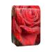 Lipstick Case Leather Lip Gloss Lipstick Organizer with Mirror Mini Lipstick Holder Bag Rose Water Drop Blossom A863f9pfod