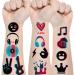 Music Temporary Tattoos Stickers (94 Styles), Mixed Style Hand Wrist Body Art for Kids Boys Girls Birthday Gifts Disco Music Party Supplies Decorations Favors