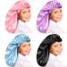 4 Pieces Kids Braid Bonnet for Sleeping Long Hair Bonnet for Girls Double Layer Teen Child Sleeping Cap Wavy Elastic Satin Bonnet for Girls Toddler Sleep Hair Wrap  4 Colors