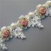 1 Yard Vintage Gold Pearl Rose Flowers Embroidered Lace Trim Fabric Floral Appliques Lace Ribbon Bridal Ornaments Handmade DIY Sewing Supplies Craft for Costume Hat Decoration 1.96 Wide