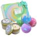 Bath Bombs Scented Candles Set, Handmade Essential Oil Relaxing Bathbombs, Bubble Spa. Bath Bombs for Women Gifts for Women. Fizzy to Moisturize Dry Skin (4 Bath Bomb+2 Candles) Lavender, Nectarine Blossom & Honey, Vanilla