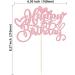 Gyufise 1Pc Happy Birthday Cake Topper with Love Heart Glitter Valentine's Day Cake Picks Love Theme Baby Shower Kids Birthday Party Cake Decorations Supplies Pink Pink-4 - Buy Online on GoSupps.com