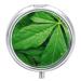 Pill Box Pill Case 3 Compartment Travel Pill Box Green Leaves Printing Small Pill Box Portable Medicine Pill Case Pill Organizer for Purse & Pocket for Travel Handbag (Round)