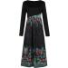 Women's Casual Fall Wedding Guest Midi Dress - Black Long Sleeve Cocktail Party Tunic Flower Shirt Hawaiian Plus Size - Size Large - Buy Online on GoSupps.com