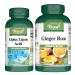 VORST Alpha Lipoic Acid 300mg 90 Capsules & Ginger Root 180 Vegan Capsules (Combo Bundle 2 Bottles)