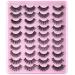 False Eyelashes 20 Pairs Textured Natural Fluffy Boosted Wispy Lashes False Eyelashes Thick Long Messy False Eyelashes