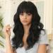 HAIRCUBE Long Black Synthetic Wavy Hair Wig with Neat Fringe for Women - Daily Black Hairstyle - Buy Online on GoSupps.com